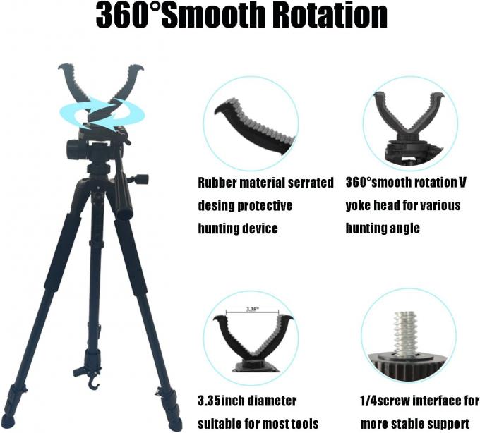Rifle Shooting Tripod with 360° Swivel V-Bracket and Camera Mount Adapter - Professional hunting equipment
